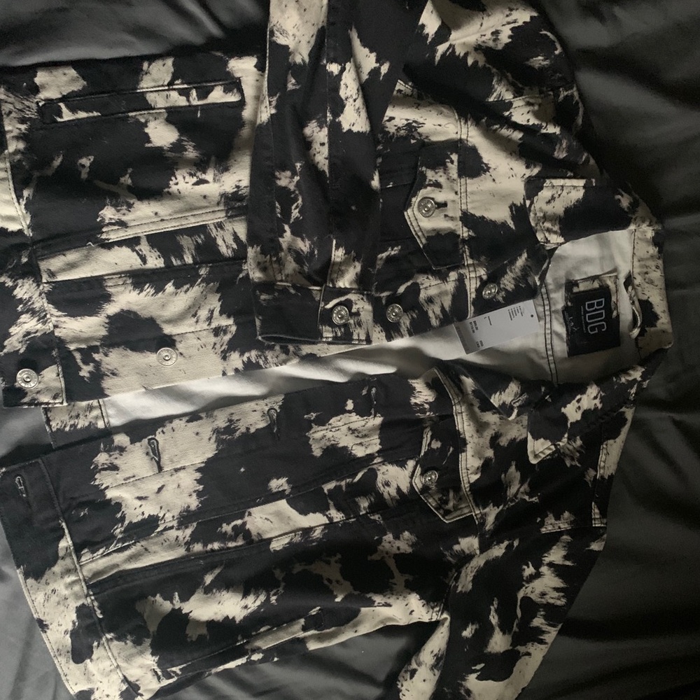 BDG faded black & white acid washed denim jacket